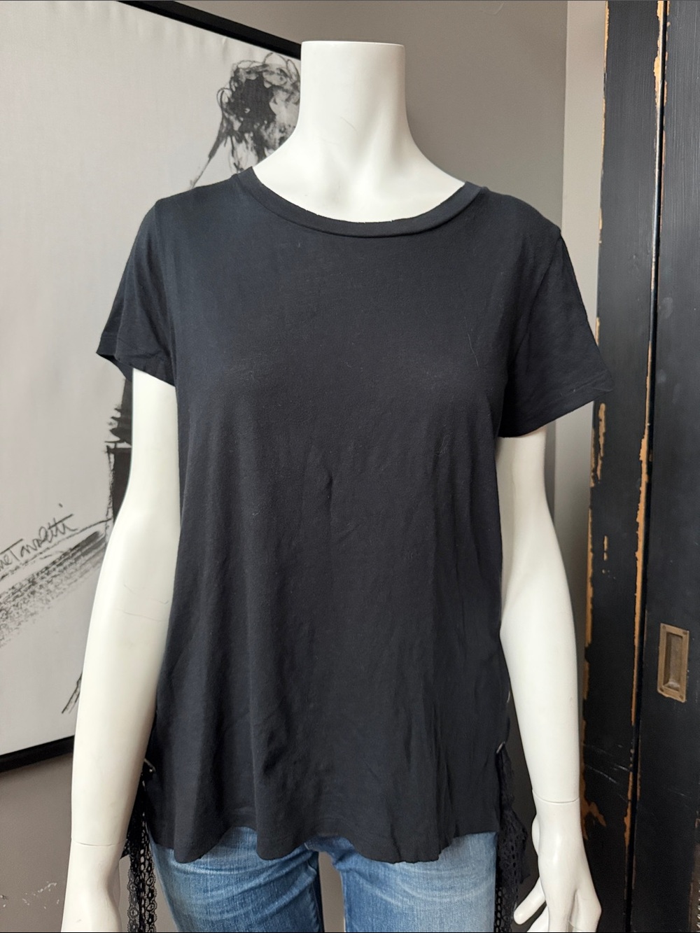n:PHILANTHROPY Black Short Sleeve Crewneck Tee